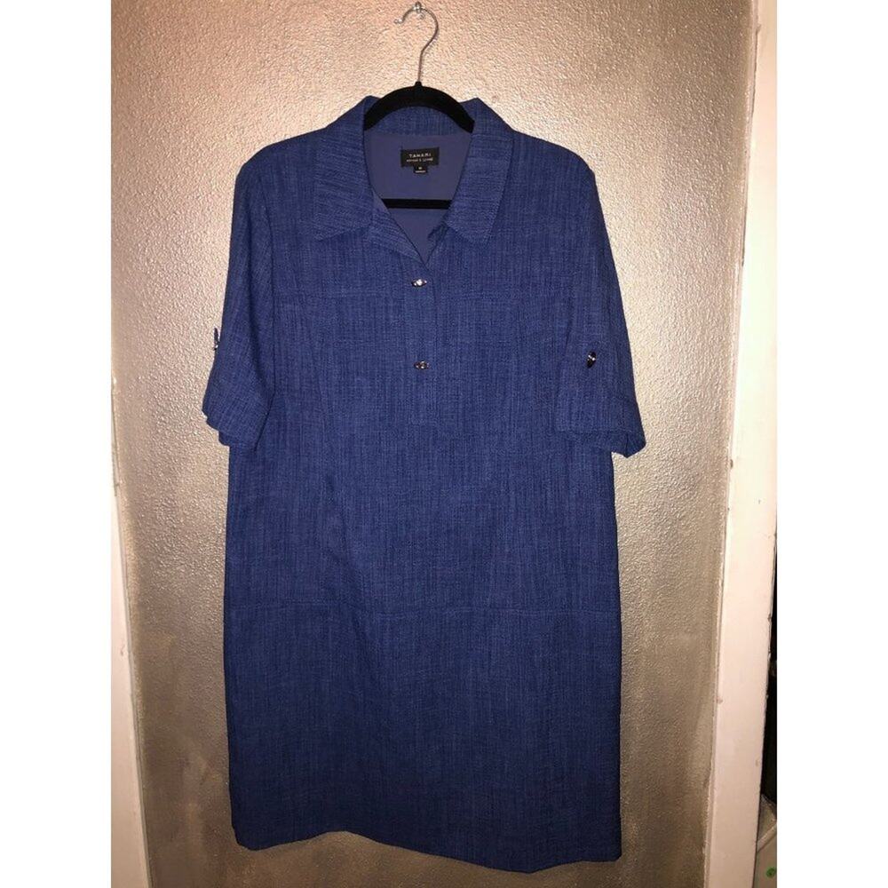 Tahari Arthur S Levine Preppy Academia Professional Blue Short Sleeve   Dress